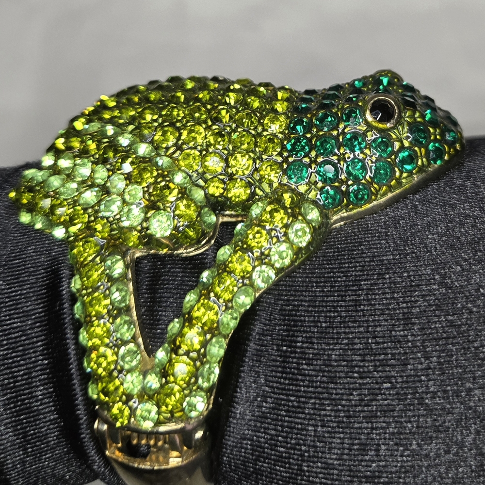 Green Crystal Frog Statement Bracelet - image 1